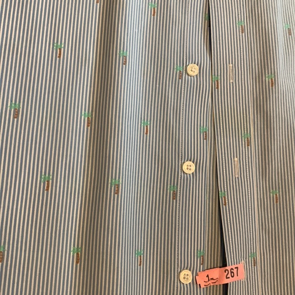 Southern Tide Men’s Trim Fit Button Down - XXL Blue & White Stripes, Palm Trees - Picture 3 of 4